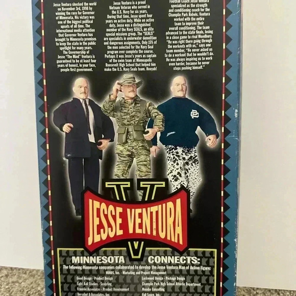 New 1999 JESSE VENTURA MN Governor Man of Action Figure Doll CP Football Coach - Picture 4 of 5